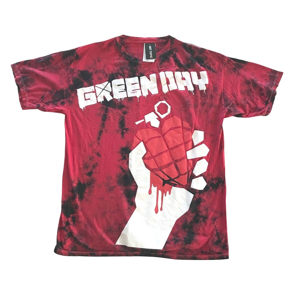 Green Day American Idiot Tie Dye Graphic T-Shirt Red Black Mens XL Hot Topic